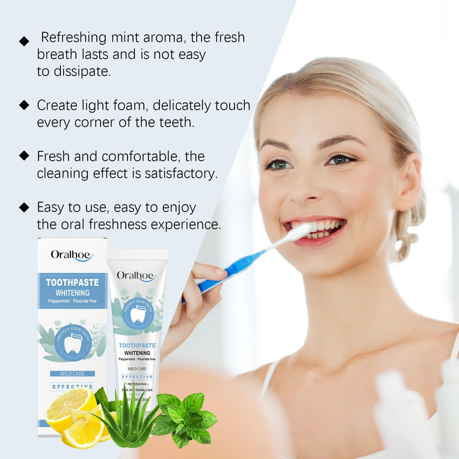 Oralhoe 120g Mint Teeth Brighten Toothpaste Whiten Clean Teeth Remove Stain Relief Swollen Gum Fresh Breath Bleaching Toothpaste