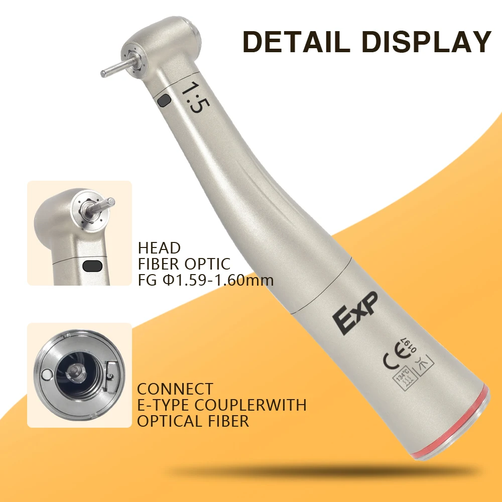 Exp Dental Brushless Motor LED Fiber Optic Handpiece set 1:5 Red Ring 1:4.2 Increasing Speed 1:1 Contra-Angle 1:1 Straight Nose