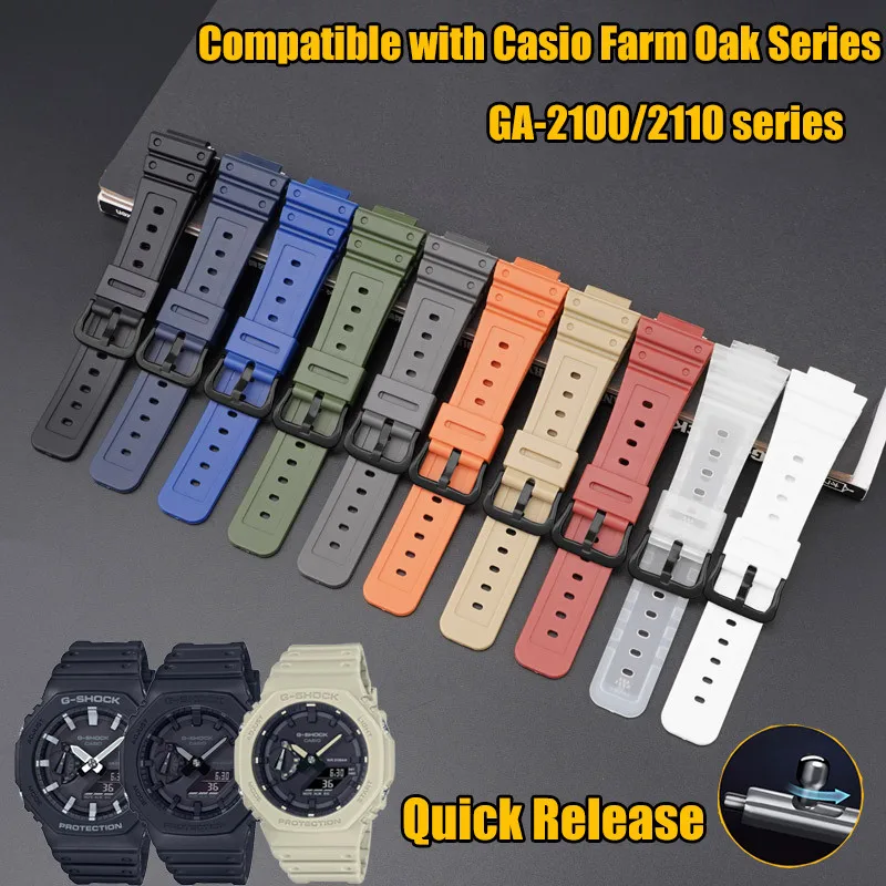 16mm Rubber Strap For Casio G-shock GA2100 GA2110  Men Women Quick Release Sports Waterproof Band Watch Accessories