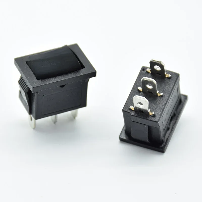 5 SZTUK/lot 21 * 15 * 21 mm czarny SPDT On/Off/On AC 6A/250V 10A/125V 3-pinowy przełącznik kołyskowy łodzi Trzeci bieg 3-pozycyjny — zdjęcie 2