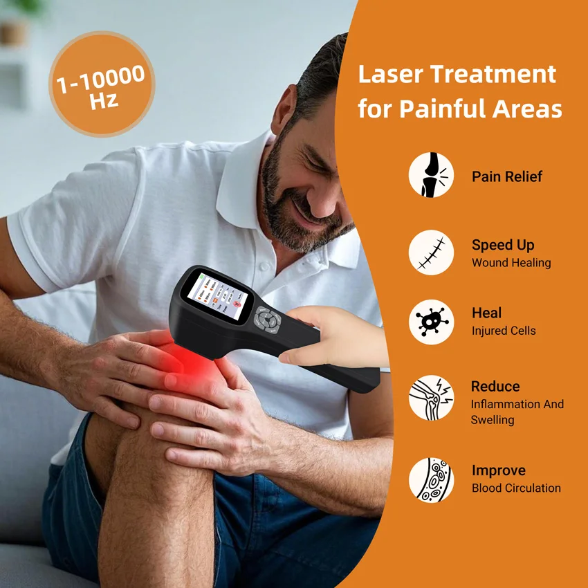 0-2500MW Terapi Cahaya Inframerah Dekat Empat Gelombang untuk Hewan Peliharaan Manusia Perawatan Laser Dingin Penghilang Rasa Sakit untuk Penyembuhan Luka dengan Layar Sentuh