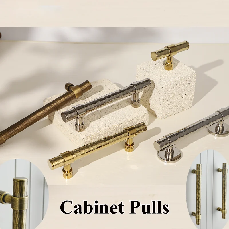 

[Factory Sale] Modern Brass Hammered Door Handles Trendy High Quality Cabinet Pull Premium Rectangular Furniture Cabinet Handle