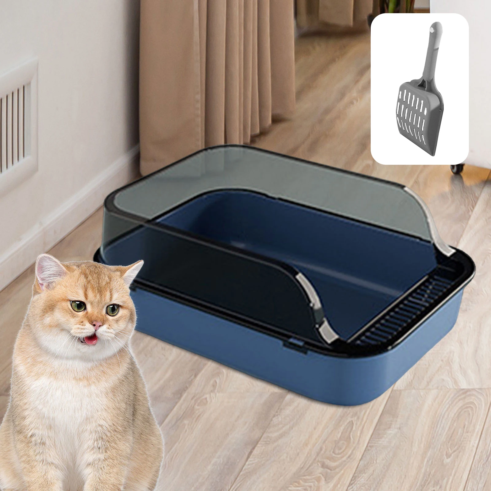 Katzentoilette, Heimtierbedarf, Katzensandkasten, spritzwassergeschützt, Katzentoilette, große Kätzchen-Toilette für Katzen im Innenbereich, kleine Tiere