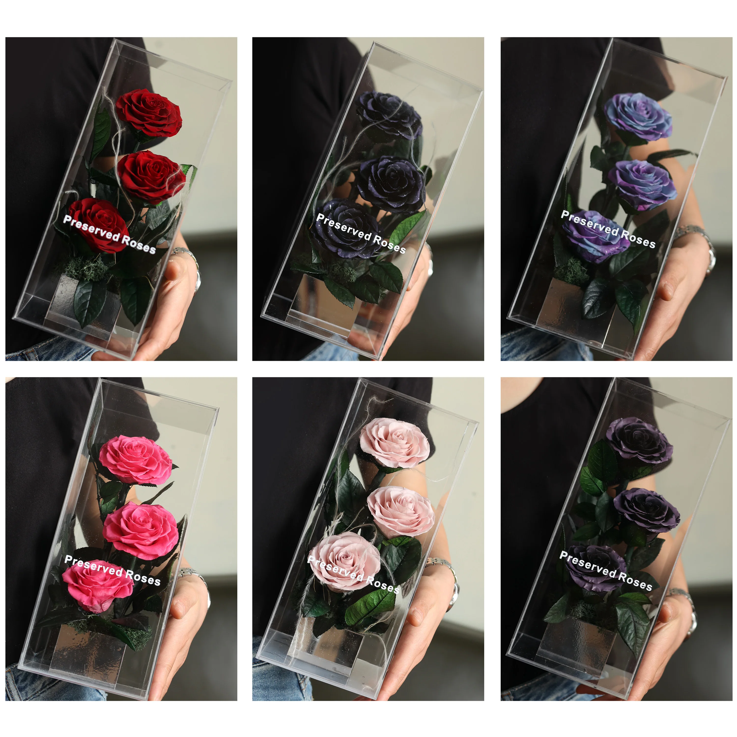 Gifts for Her Preserved Roses,Real Flowers in Clear Acrylic Box,for Valentine's Day Anniversary Birthday Mother's Day Christmas