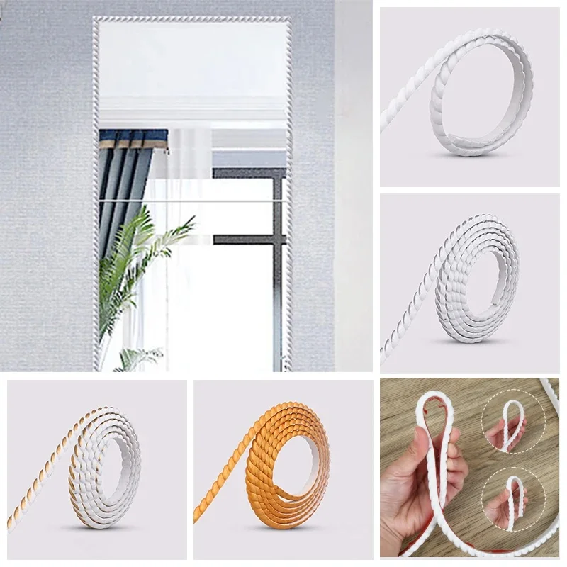 

1PC 5m/196.8inch Wall Trim Wall Edging Strip Self Adhesive, Peel and Stick Flexible Mirror&Tile Trim, Molding Trim for Home
