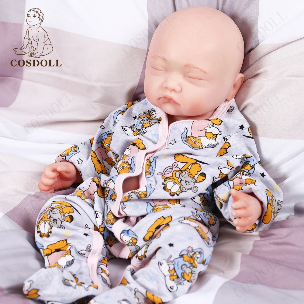 COSDOLL 17.5 بوصة كامل الجسم سيليكون تولد من جديد دمية 3300g مقاوم للماء طفلة عيد الميلاد هدية لعبة أطفال