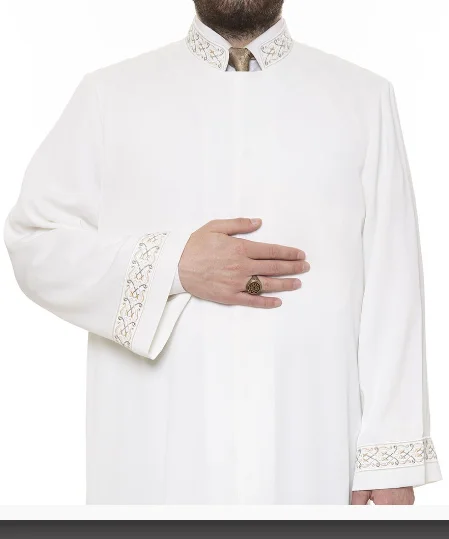 Hakim Yaka Puntolu Cübbe Siyah Eid Muslim Men Jubba Thobe Mens Cardigan Abaya Long Dress Islamic Ramadan Kimono Long Robe Saudi