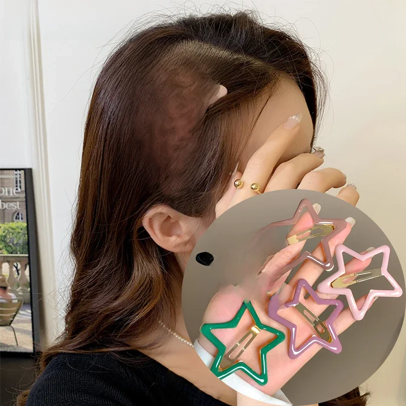 AWAYTR 5 Stück ausgehöhlte Stern-Haarspangen, Stern-Druckknopf-Haarnadeln, süße Kopfbedeckung, Haarspangen, Haar-Accessoires für Mädchen, Dropship