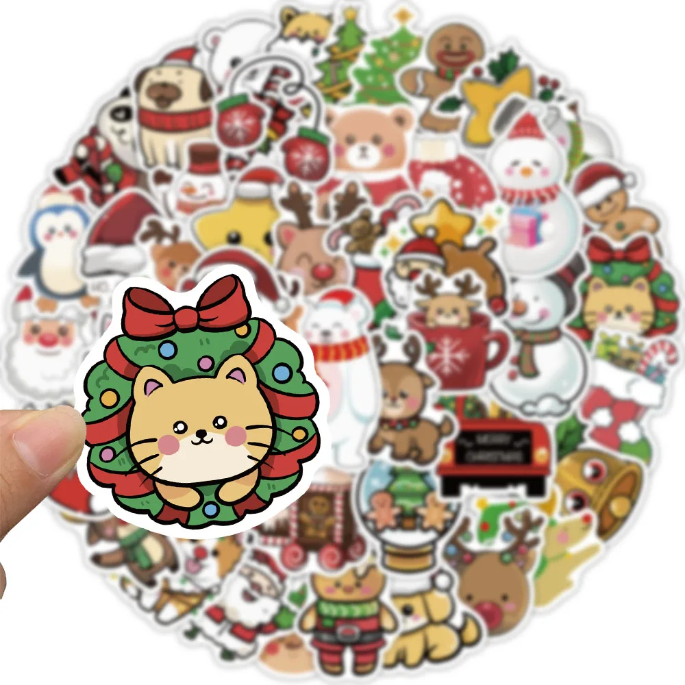 50 個漫画クリスマス落書きステッカー装飾ギター DIY 荷物ラップトップ電話ケース防水ステッカー