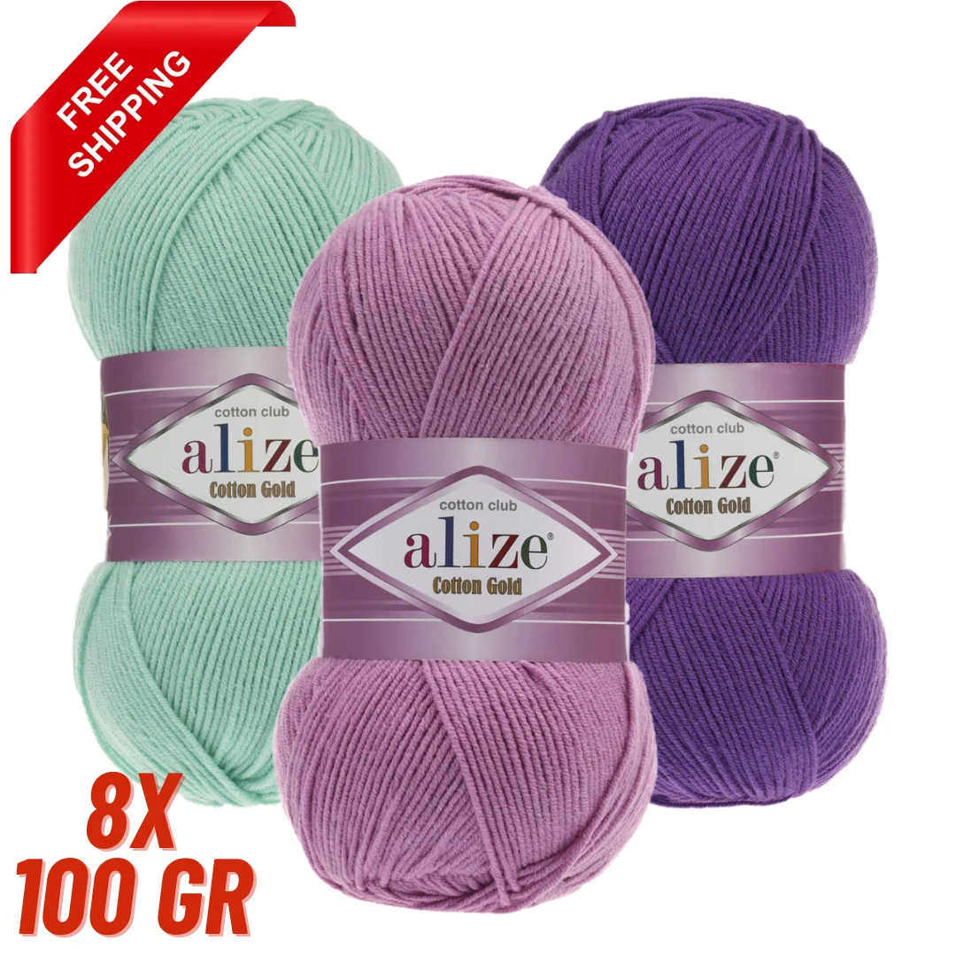 

Alize Cotton Gold Yarn 8*100 Gr Hand Knitting Crochet Thread DIY Amigurumi Baby Knitwear Scarf Blanket Shawl Sweater Cardigan