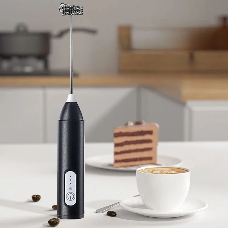 Bezprzewodowy spieniacz do mleka elektryczny ręczny blender typu C Mini ekspres do kawy ze stali nierdzewnej trzepaczka mikser do kawy Cappuccino krem — zdjęcie 2