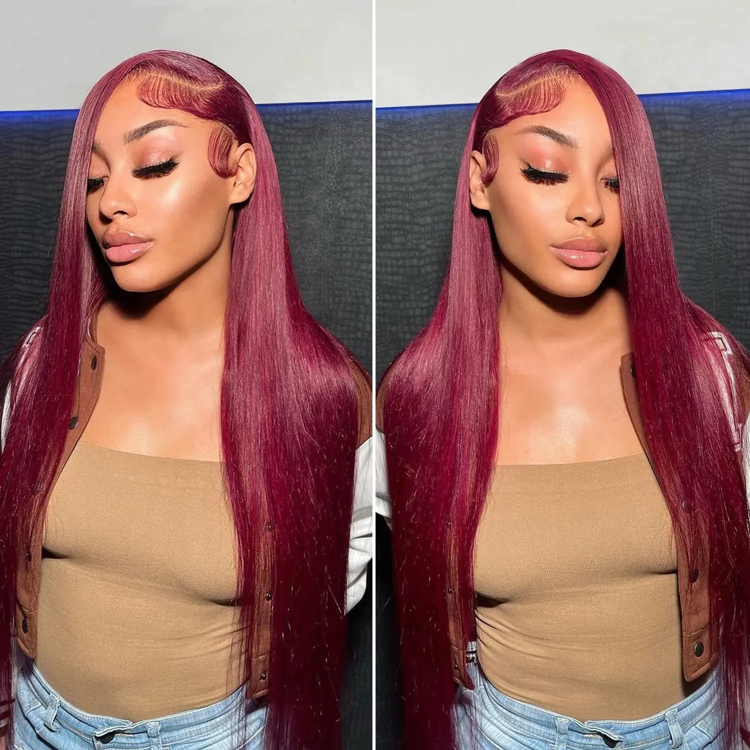 13x6 Hd Lace Frontal Wig 99j Burgundy STRAIGHT 13x4  Lace Front Human Hair Wig 30 36 inch Colored brazilian Hair Wigs For Women