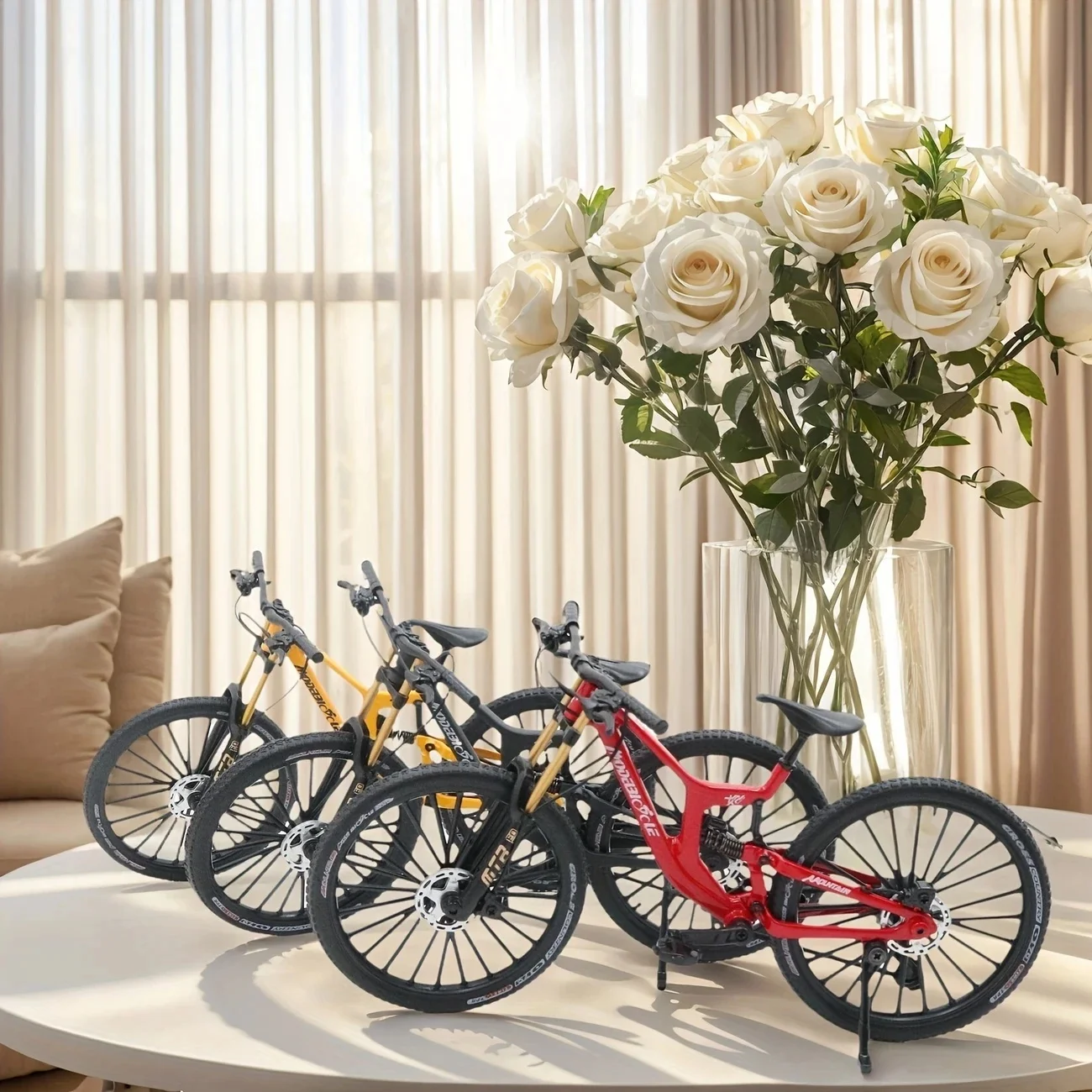 AliExpress 1:6 Scale Alloy Mountain Bike Model Realistic Gear Toy with Front & Rear Shock Absorbers for Bicycle