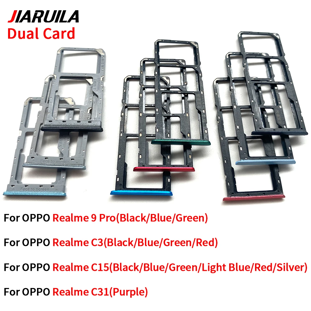 SIM Card Slot SD Card Tray Holder Adapter For OPPO For Realme 9 Pro C3 C15 C31 Sim Card slot tray Holder repair part