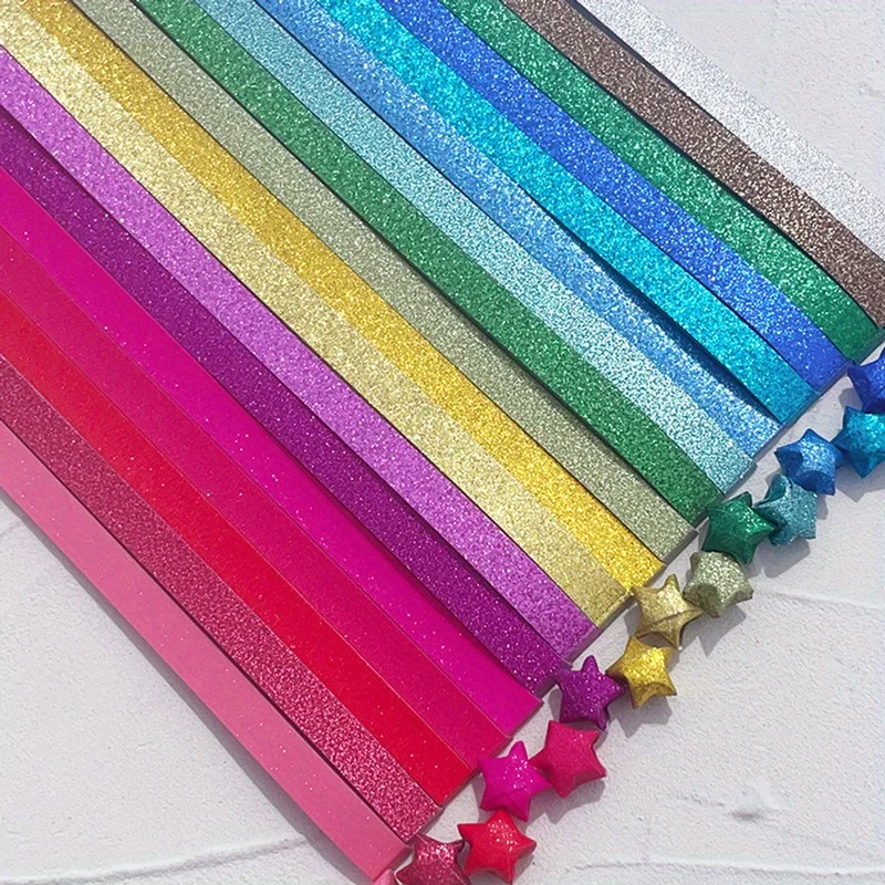 520-teiliges Glitzer-Stern-Origami-Set - Bunte Farbmischung, Kreatives Bastel- und Geschenkdekoration-Kit