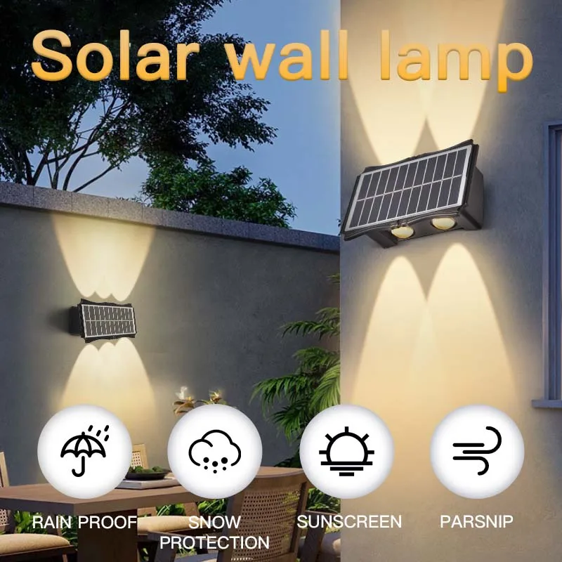 Salor Wall Lamp Waterproof Solar panels Outdoor 4W/6W Garden Light High Brightingness Up and Down for backyard Entrance Parking