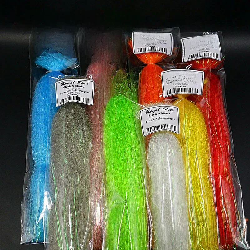Royal Sissi 8 kolorów Flash N Slinky włókno długie połyskujące włosy syntetyczne puszyste włókno słonowodne streamer przynęta mucha wiązanie materiałów — zdjęcie 2