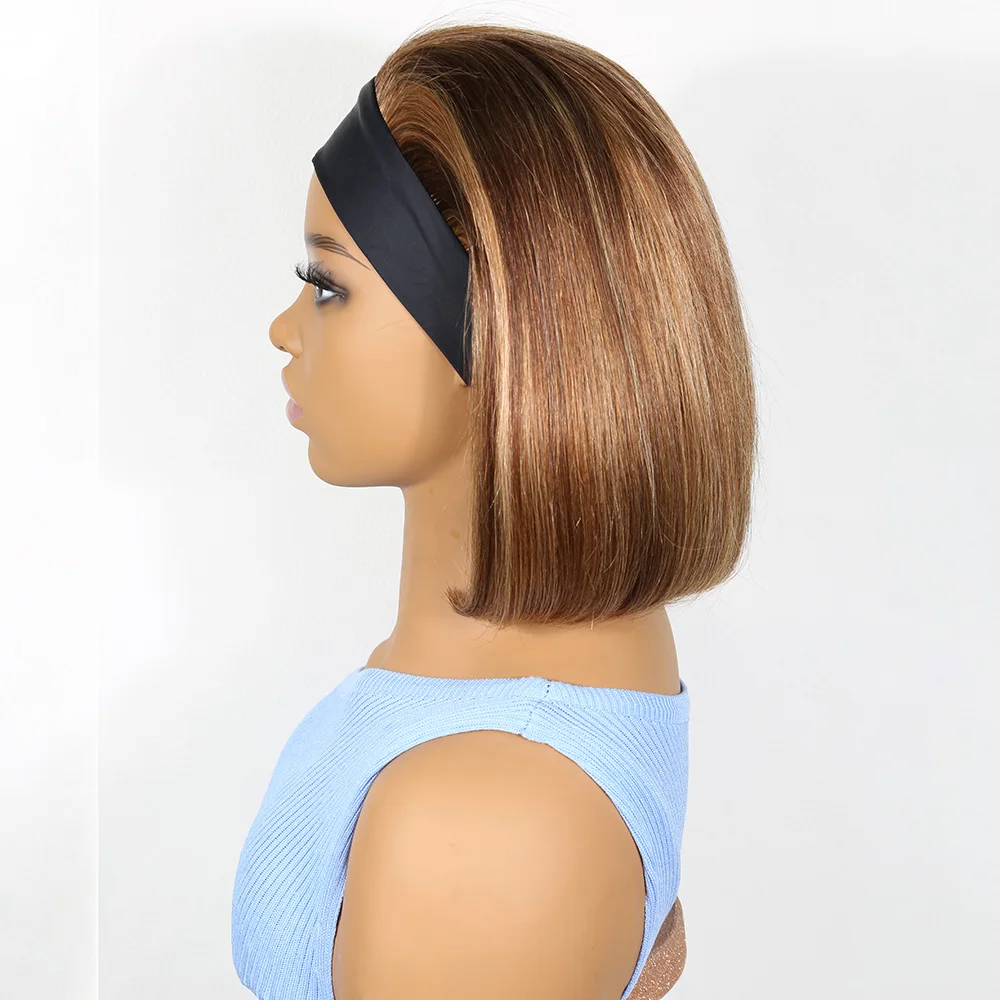 قصيرة بوب مستقيم عقال الباروكات 150% الكثافة البرازيلي ريمي 100% باروكة من شعر طبيعي اللون 4P27 بوب قصيرة قطع عقال شعر مستعار للنساء #5