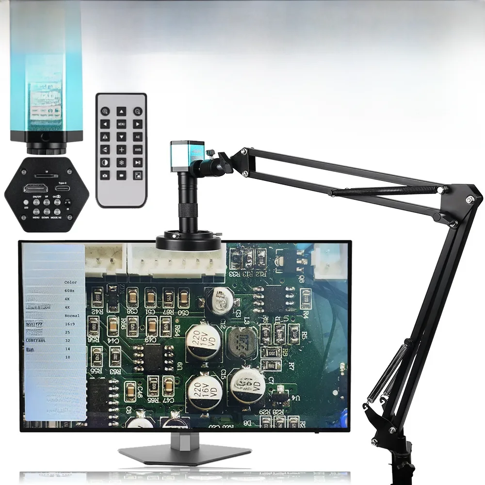 4K Mikroskop 48MP Digitalmikroskop für Elektronik USB Industriekameras HDMI 1-150X Zoom C-Mount Objektiv Telefon PCB Löten