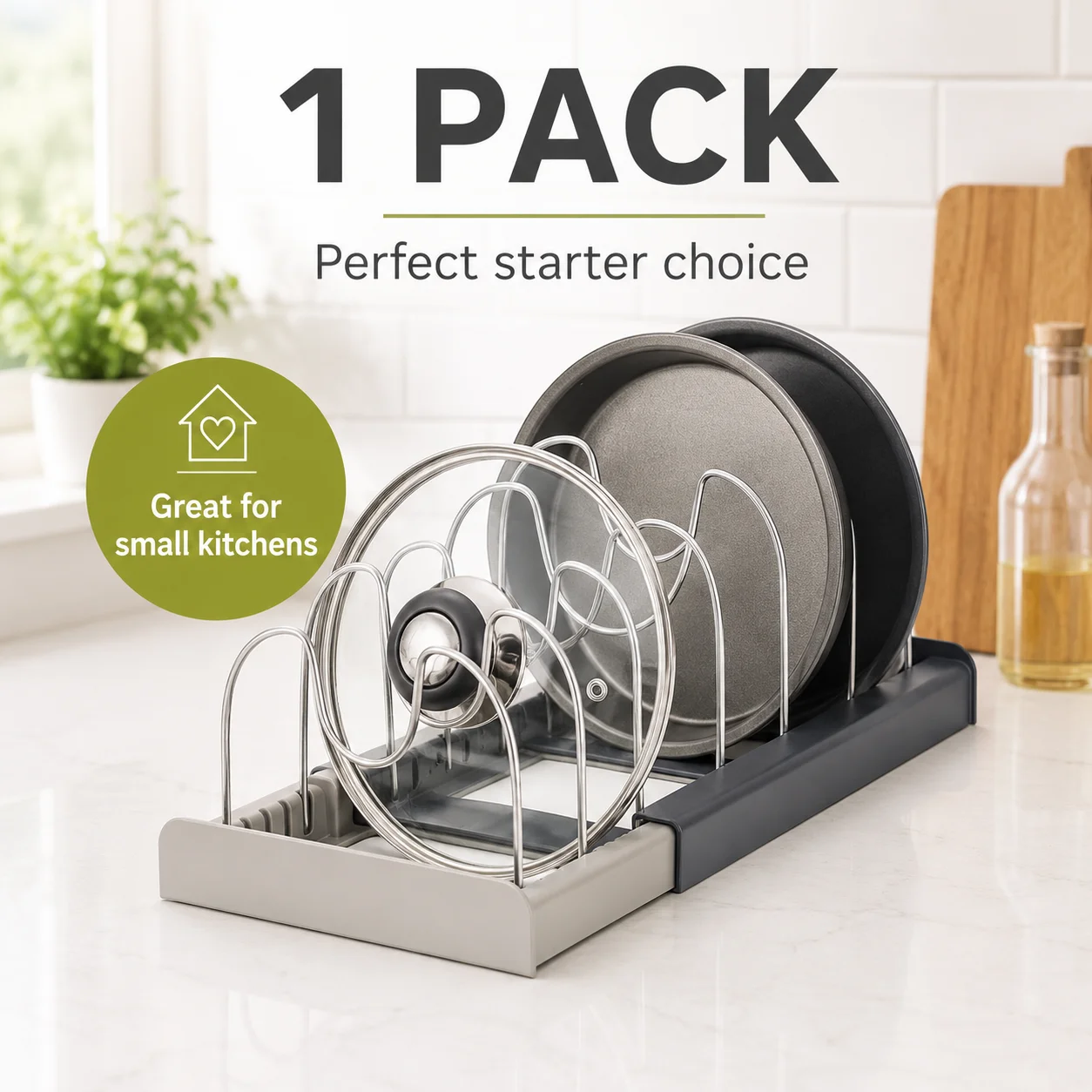 キャビネット内用パン蓋オーガナイザー、拡張可能12~22イン - Kitchen Cabinet Baking Organizer のレビューと価格