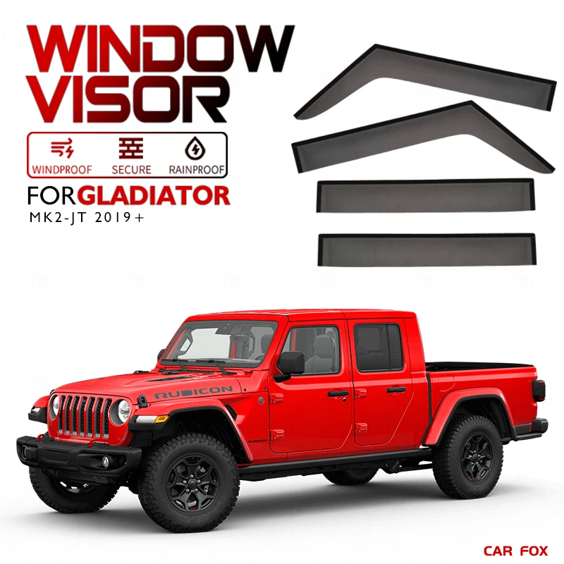 

For Jeep Gladiat MK2-JT 2019-2023 Plastic Window Visor Vent Shades Sun Rain Deflector Guard For Jeep Gladiat MK2-JT 2019-2023