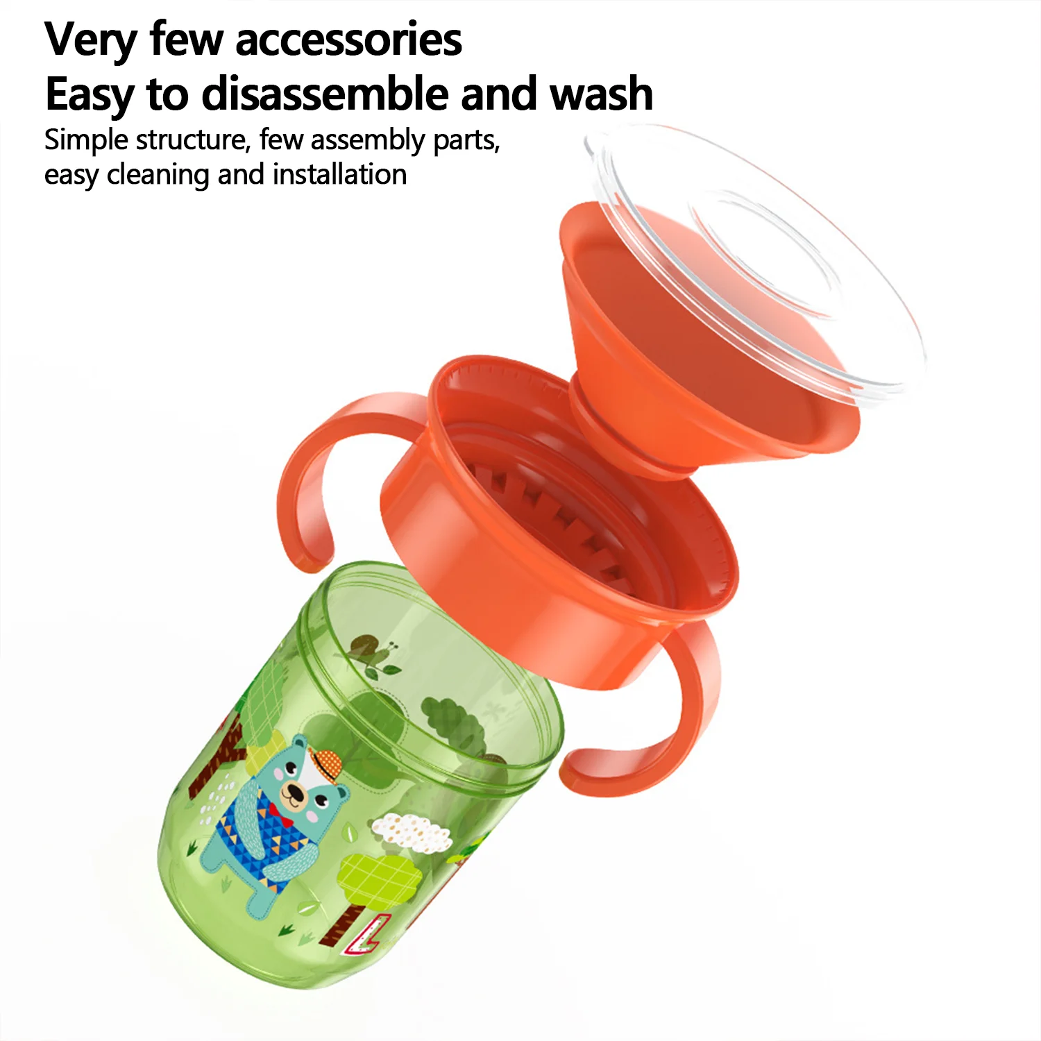 360 degrees 6-36 baby drinking magic water cup with handle upside down no leakage and anti-fall, with dustproof cover, anti-chok image 4