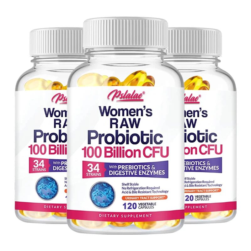 Raw Probiotics for Women - 100 Billion CFU, with Prebiotics,Digestive Enzymes - Promotes Digestion and Gut Health - 120 Capsules