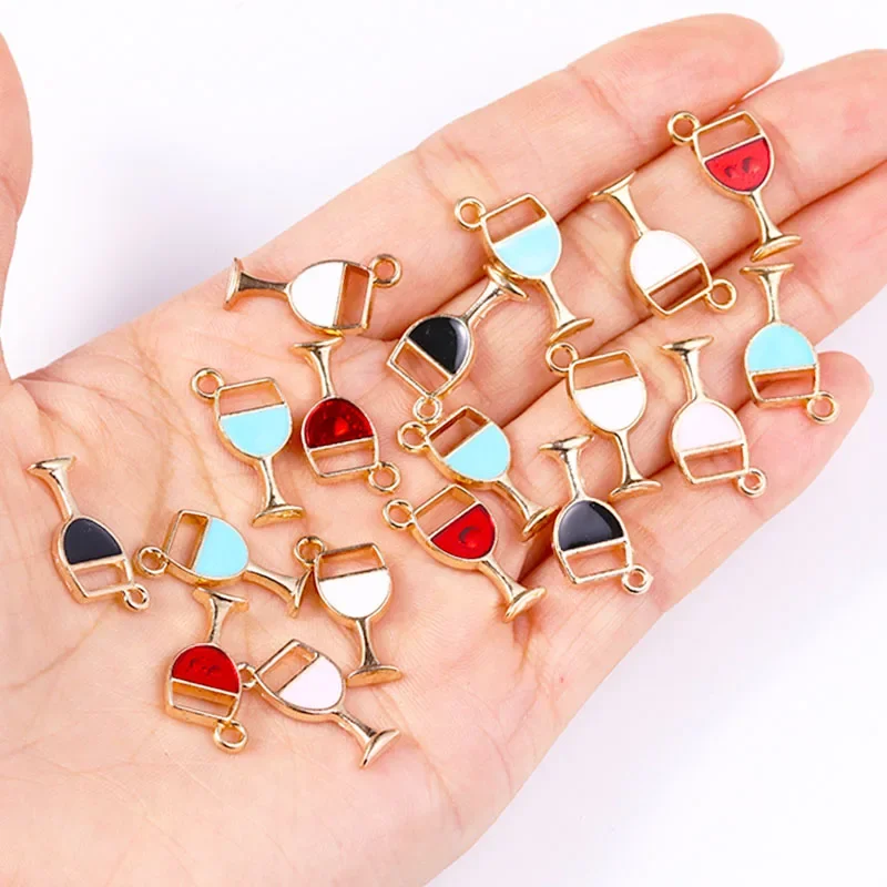 20 Stuks 10*19mm Legering Emaille Druipende Rode Wijnglas Hanger Party Fashion Charms voor Sieraden Maken DIY ketting Oorbellen Geschenken - afbeelding 2