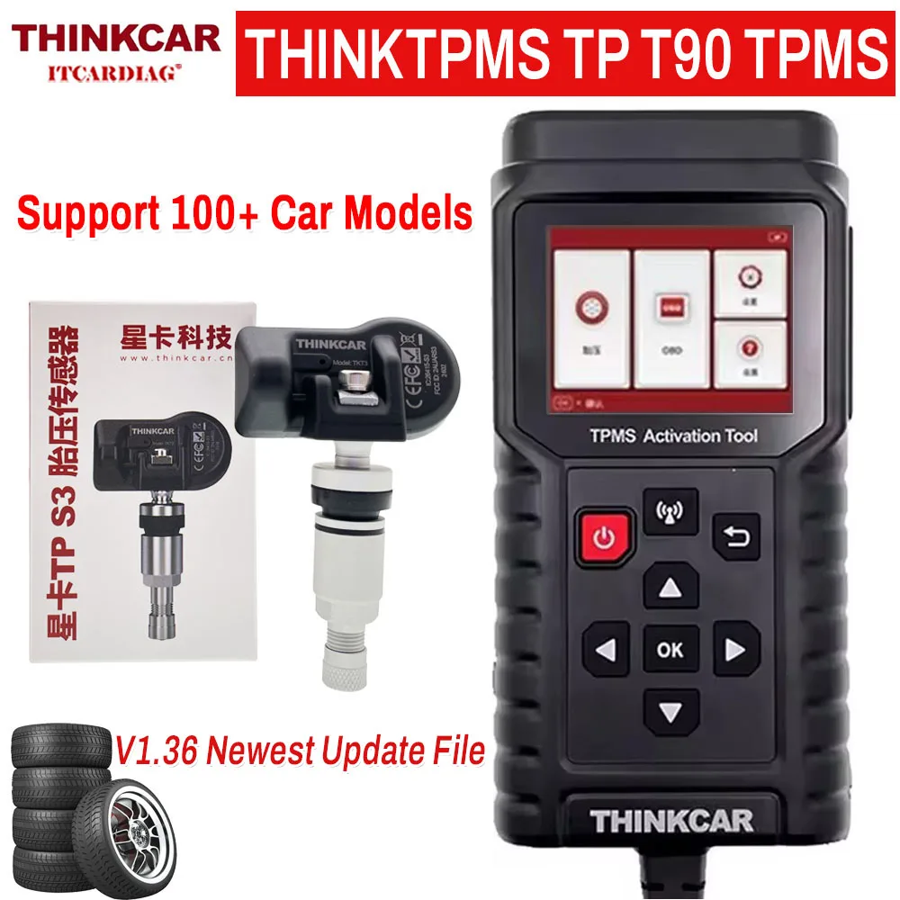 

ThinkCar THINKTPMS TP T90 Pro TPMS Programmer S3 315/433MHz 2in1 Car Tire Pressure Diagnosis Tool TPMS Sensor Service Tool V1.36