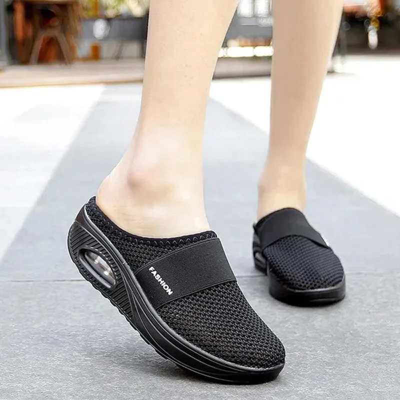 2024 Vintage Anti-slip Casual Women Wedge Breathable Diabetic Slippers Summer Sandals Vintage Casual Female Platform Retro Shoes