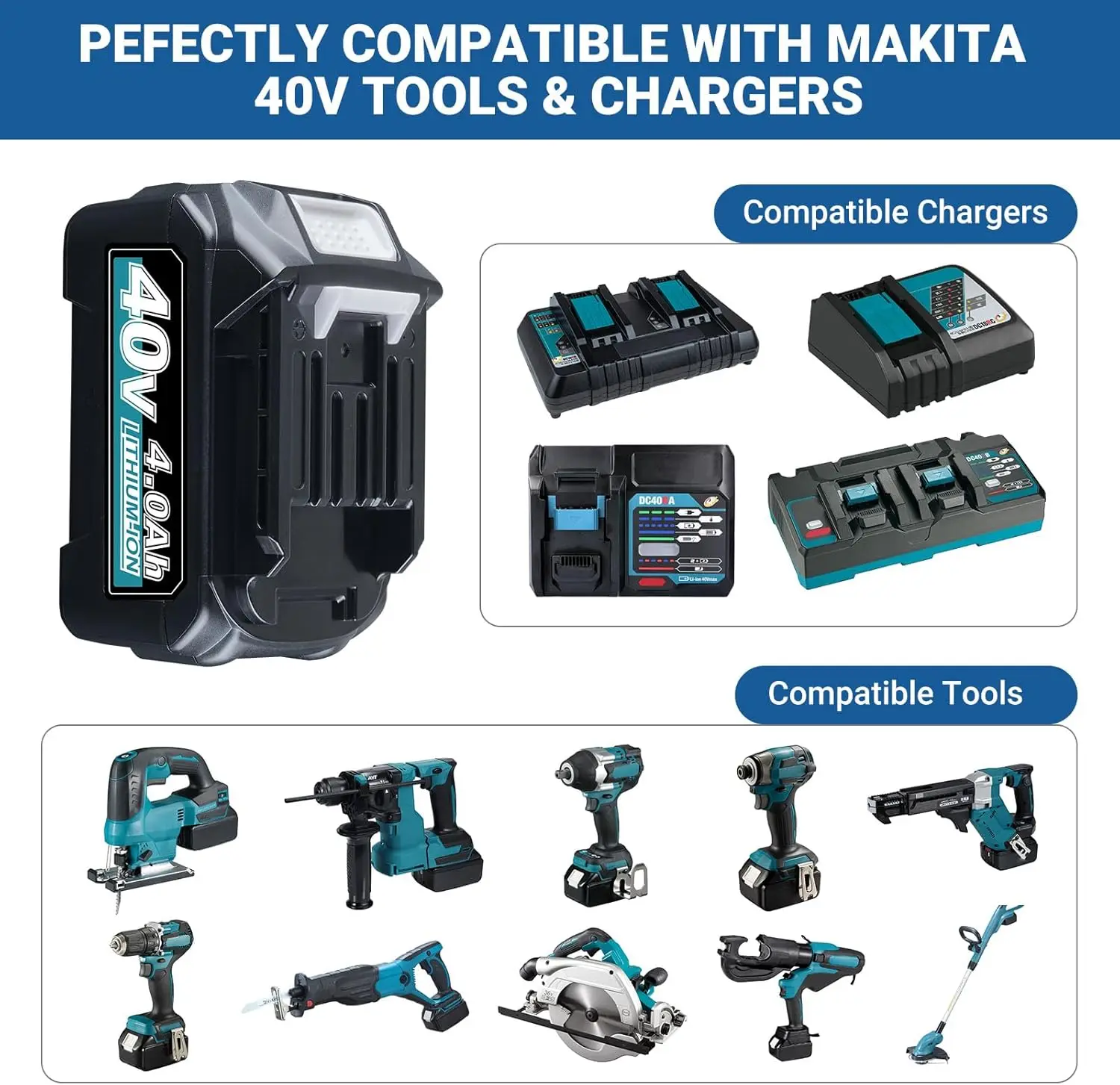 2 шт. BL4050 BL4040 4,0 Ач 40 В XGT аккумулятор MAK40V Замена для Makita BL4050F BL4025 40 В литий-ионный аккумулятор Pin