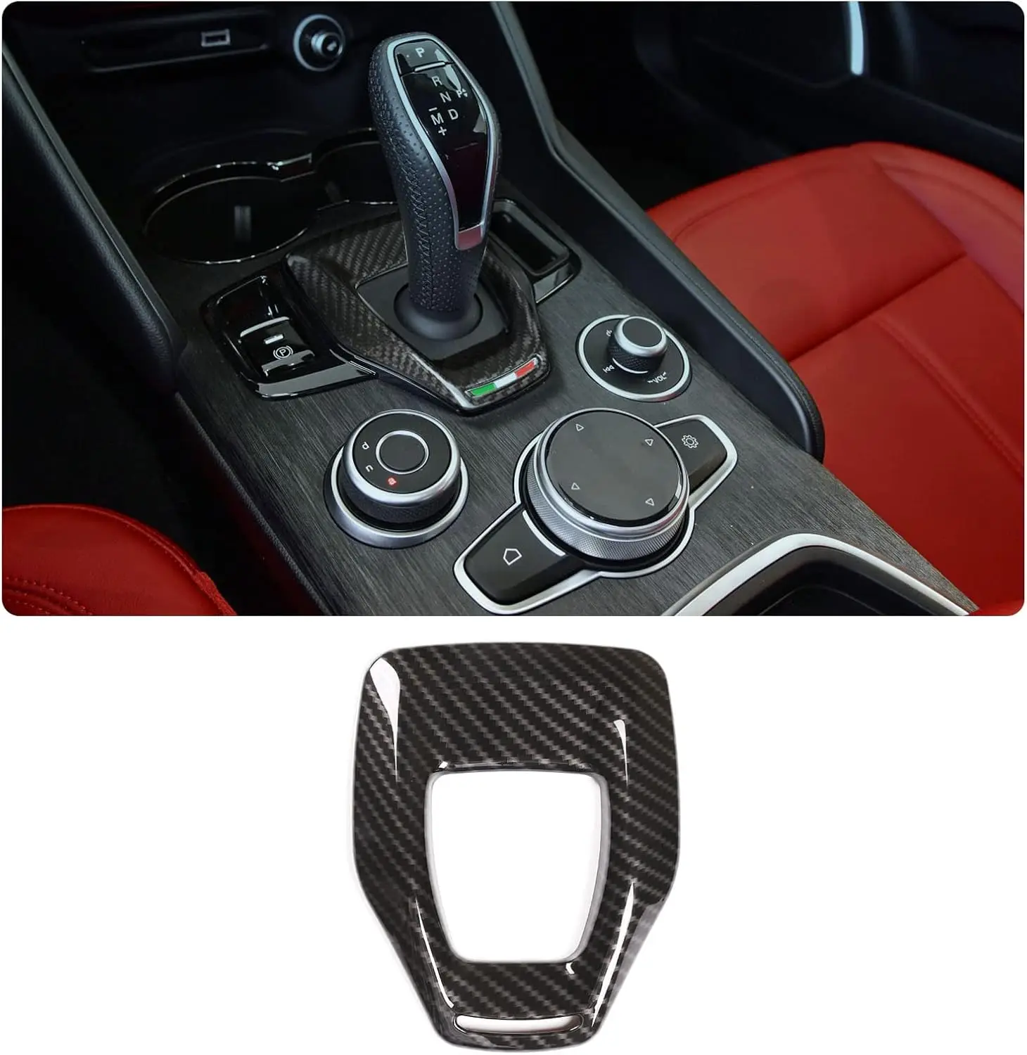 Interior Center Console Gear Shift Panel Frame Cover For Alfa Romeo Stelvio 2020 ABS Carbon Fiber Decorate Trim Car Accessories