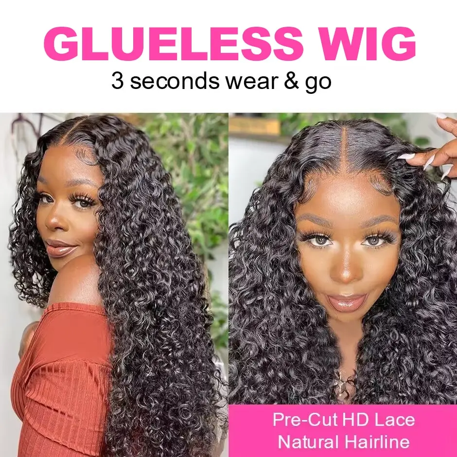 Deep Wave Glueless Wig Human Hair Ready To Wear And Go PrePlucked For Women Precut 13x6 Hd Frontal Curly Lace Front Wigs On Sale