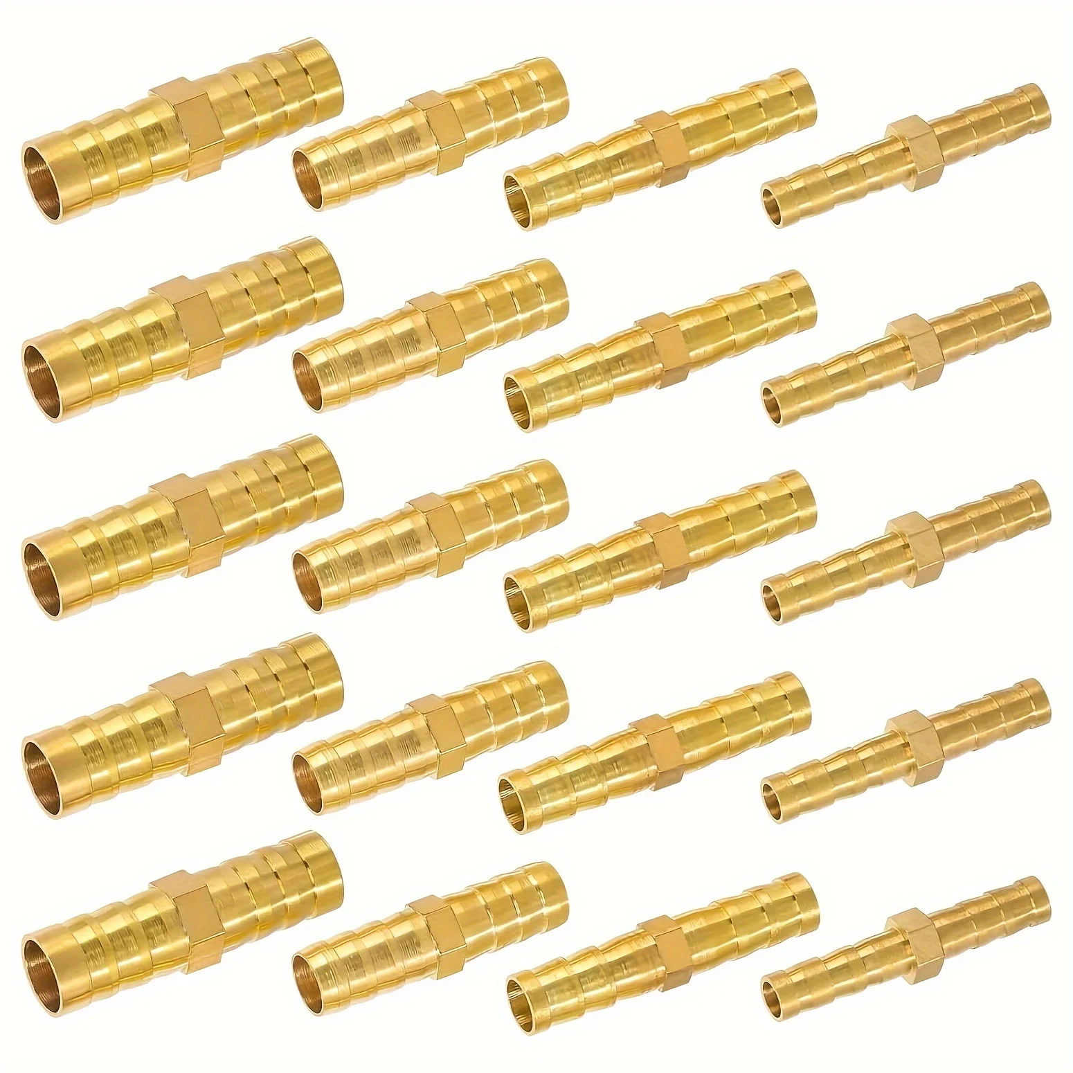 20Pcs Brass Barbed Hose Connector Leakproof Adapter, Air Water Fuel Oil Fitting, Euro & US Thread 6-12mm