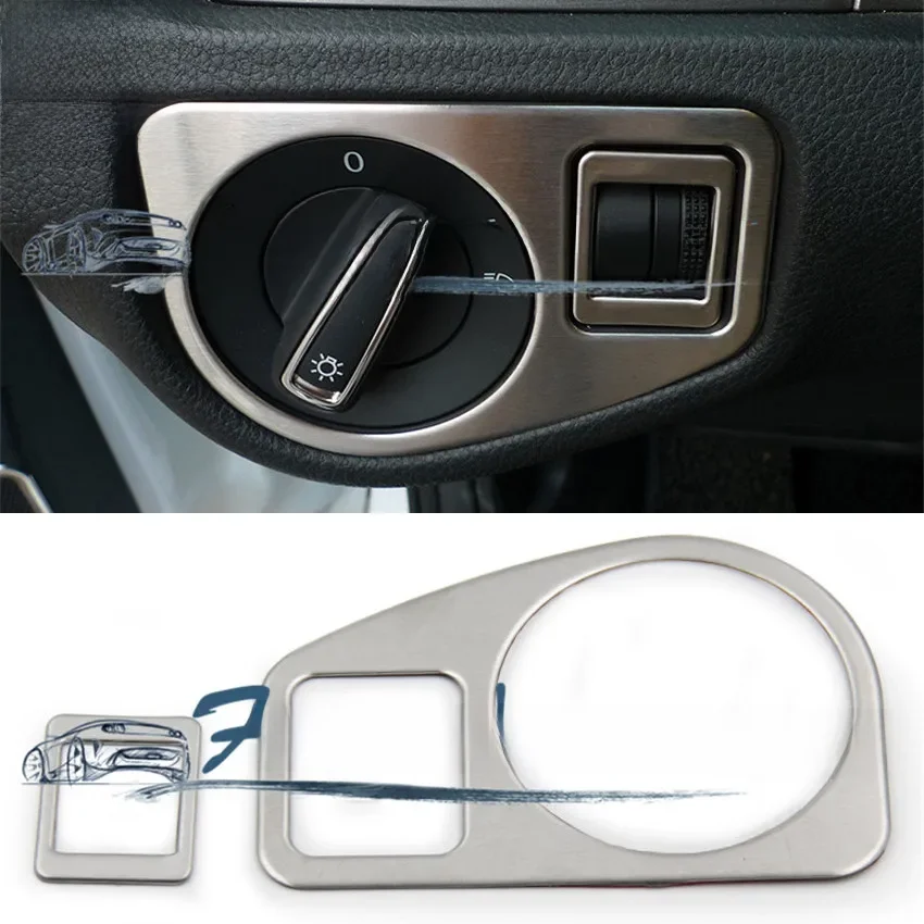 Couvercle de décoration en acier inoxydable pour interrupteur d'éclairage de sauna automobile, Volkswagen Golf 7, 2014-2020, 2 pièces par lot