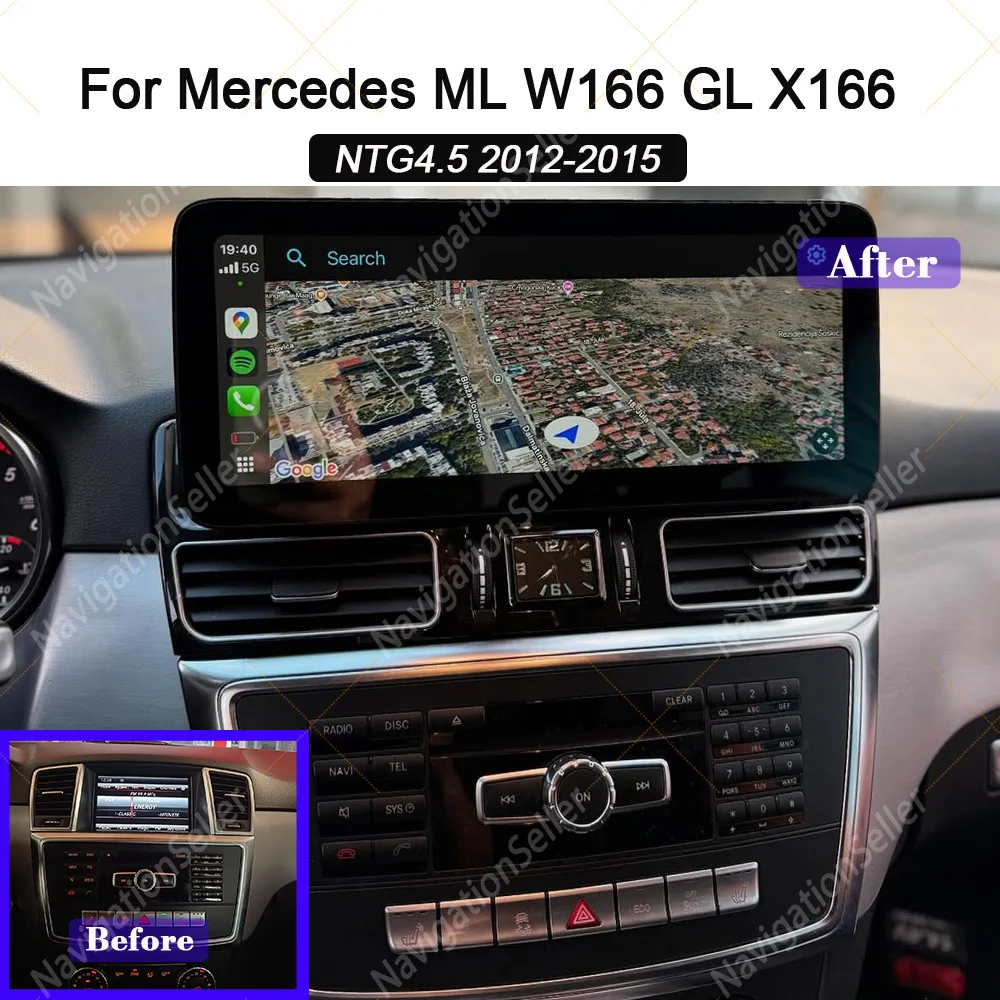 

12.3-дюймовый сенсорный экран для автомобиля с Android, радио для Mercedes Benz ML W166 ML350 GL X166 2012-2015, поддержка Carplay, Android Auto, GPS-навигация, стереосистема