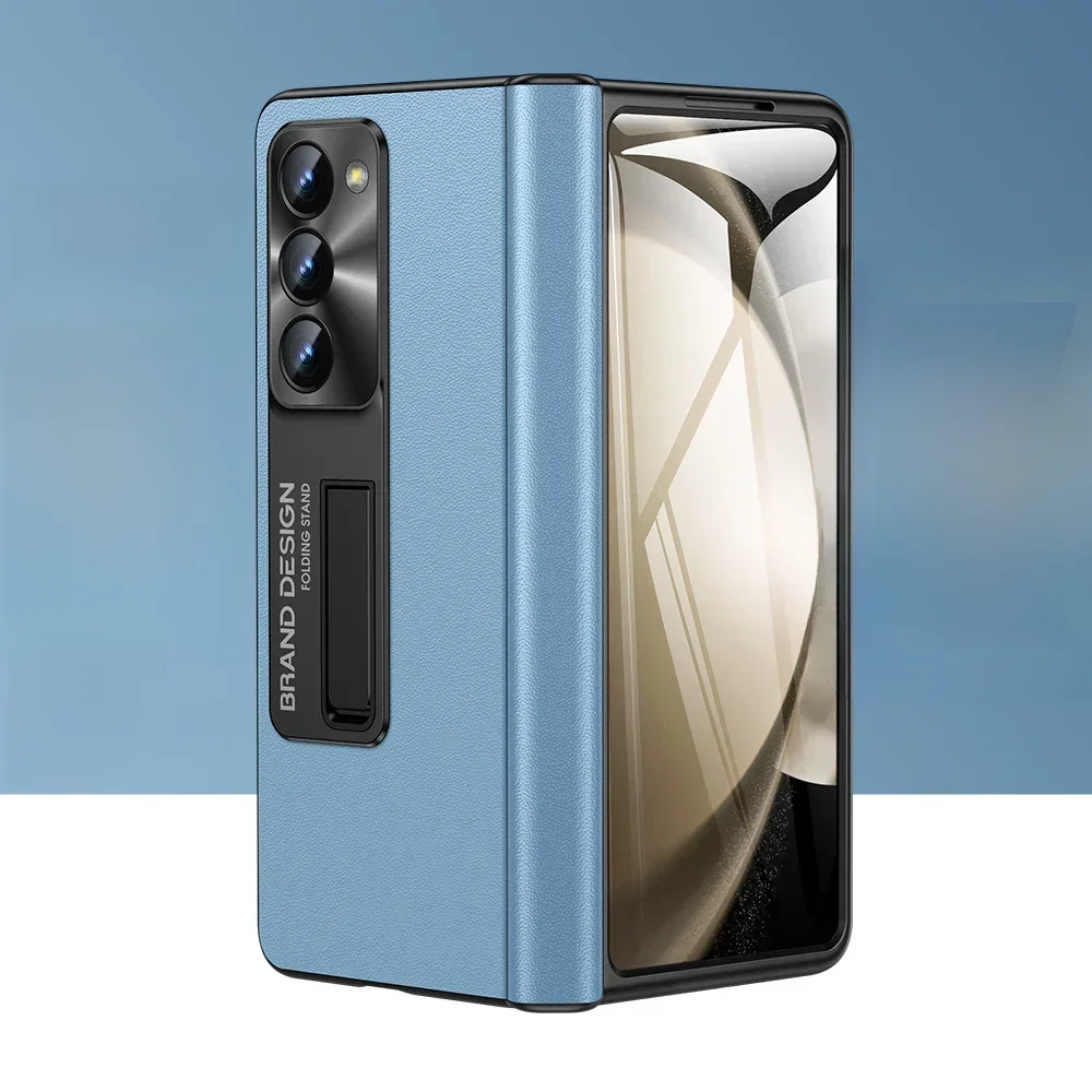 Für Samsung Galaxy Z Fold 5 Fall Luxus Echt leder Ganzkörper Scharnier Schutz Telefon Fall Displays