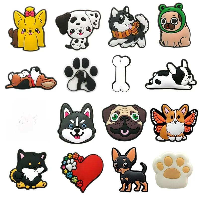 Nouveautés 1 pièces mignon chien Pvc breloques de chaussures pour Crocs accessoires broche Bracelet à bricoler soi-même Bracelet adultes cadeaux de fête