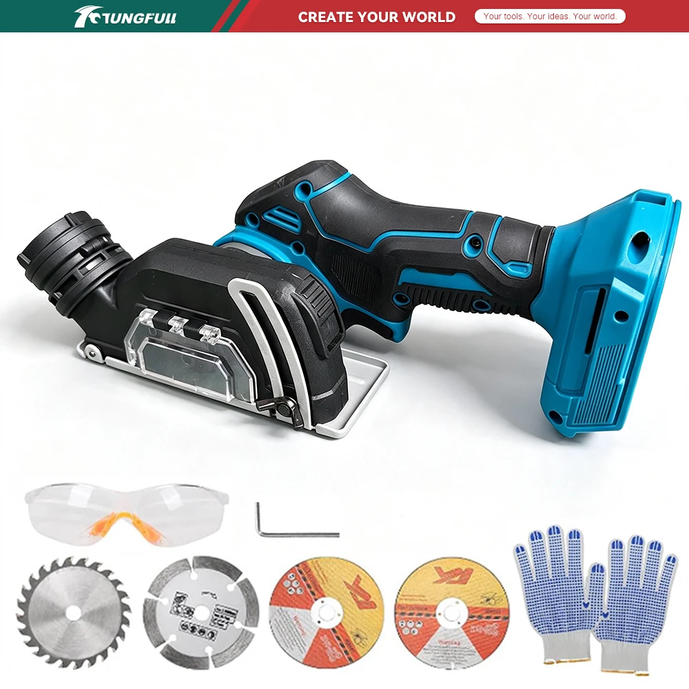 New 3 Inch Mini Angle Grinder 75MM 20000RPM Electric Compact Cut-Off Tool Cordless Circular Saw For Makita/Dewalt 18-21V Battery