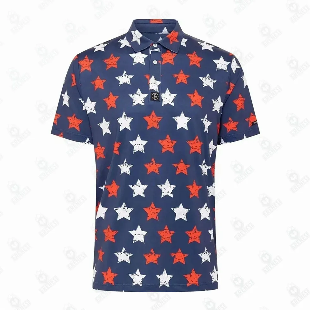 Even Par Golf Men's Wear Neon Shark Short Sleeve Polo T-shirts Golf Apparel Breathable Fabric Outdoor Sport Casual Golf Summer