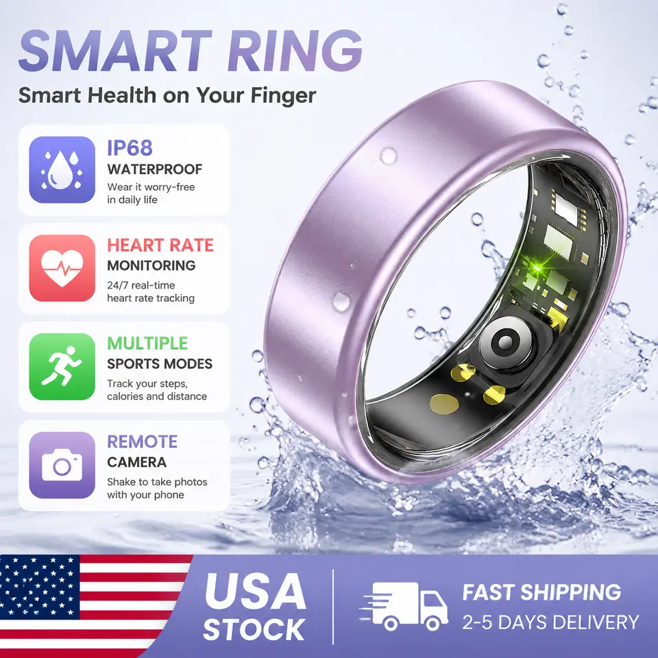 Smart Health Ring with Heart Rate, Sleep & 100+ Sport Modes Tracking