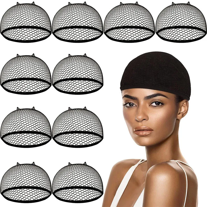 Black Wig Cap 10PCS Black Hair Net Mesh Wig Cap for Long Hair Nylon Wig Caps For Halloween Cosplay for Women Men Kids Daily Use