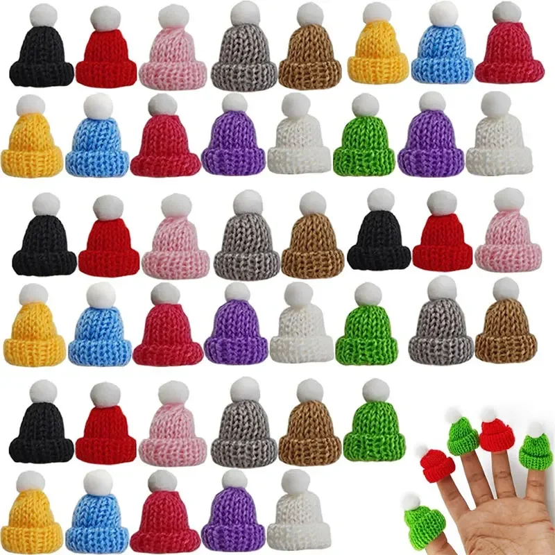 10-50Pcs Mini czapki dziewiarskie Boże Narodzenie DIY Craft Knitting Doll Czapki Mini wełniana czapka na ozdoby choinkowe DIY Akcesoria do włosów — zdjęcie 2