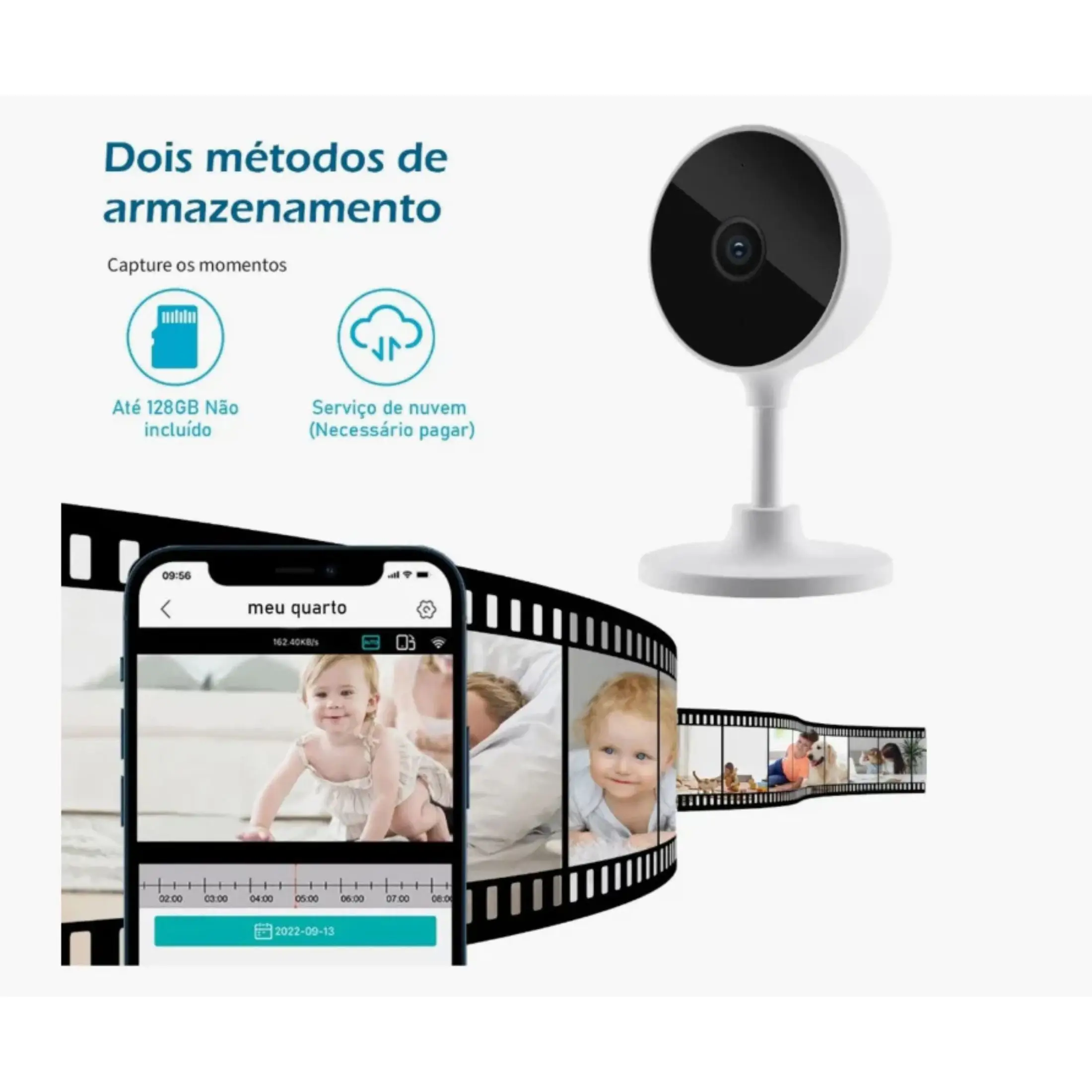 كاميرا الأمن الذكية - مربية إلكترونية، رؤية ليلية، TUYA - Bivolt HD Wi-Fi #3