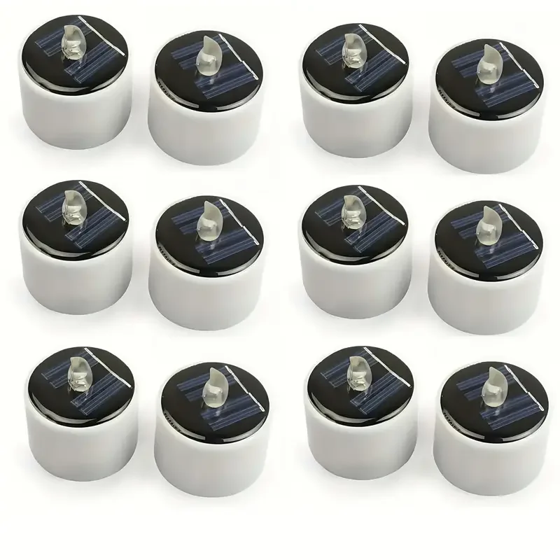 12 solar candle lights, smokeless LED atmosphere lighting, suitable for birthdays, hanging solar lights, wireless installation.