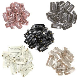Hairpiece Tools Hairpin 20Pcs Clip In Hair Extension Wig Clips For Human Hair Snap Hair Clips Extensions Metal Comb For Closure