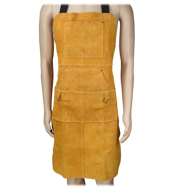 Cowhide work apron 90x60cm multi-tool pocket welding, polishing and repairing ironmaking wear-resistant anti-scalding apron
