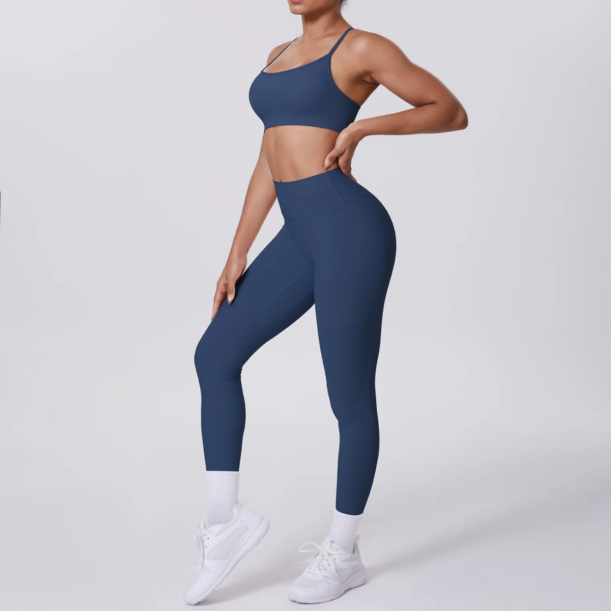 Yoga Suit Sports Set Gym Seamless High Impact Sports Bra Women's High Waist and Hips Tight Peach Buttocks Pants Womens Sportswea image 3