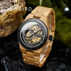 BOBO BIRD-Reloj de pulsera mecánico de madera para hombre, de lujo, con caja de madera elegante, regalo Ideal para el Día del Padre