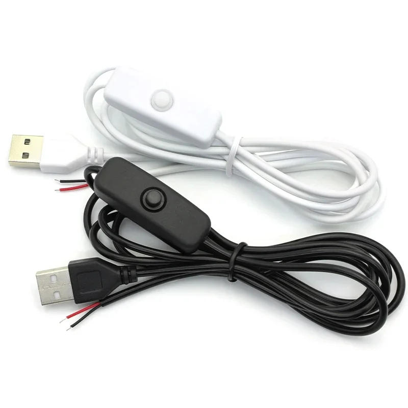 1,5 m langes USB-Anschlusskabel, Verlängerungskabel, 2-poliges Stromversorgungskabel, Ein-/Ausschalter, elektrisches 5-V-Kabel, schwarz/weiß, für LED-Beleuchtung, DIY